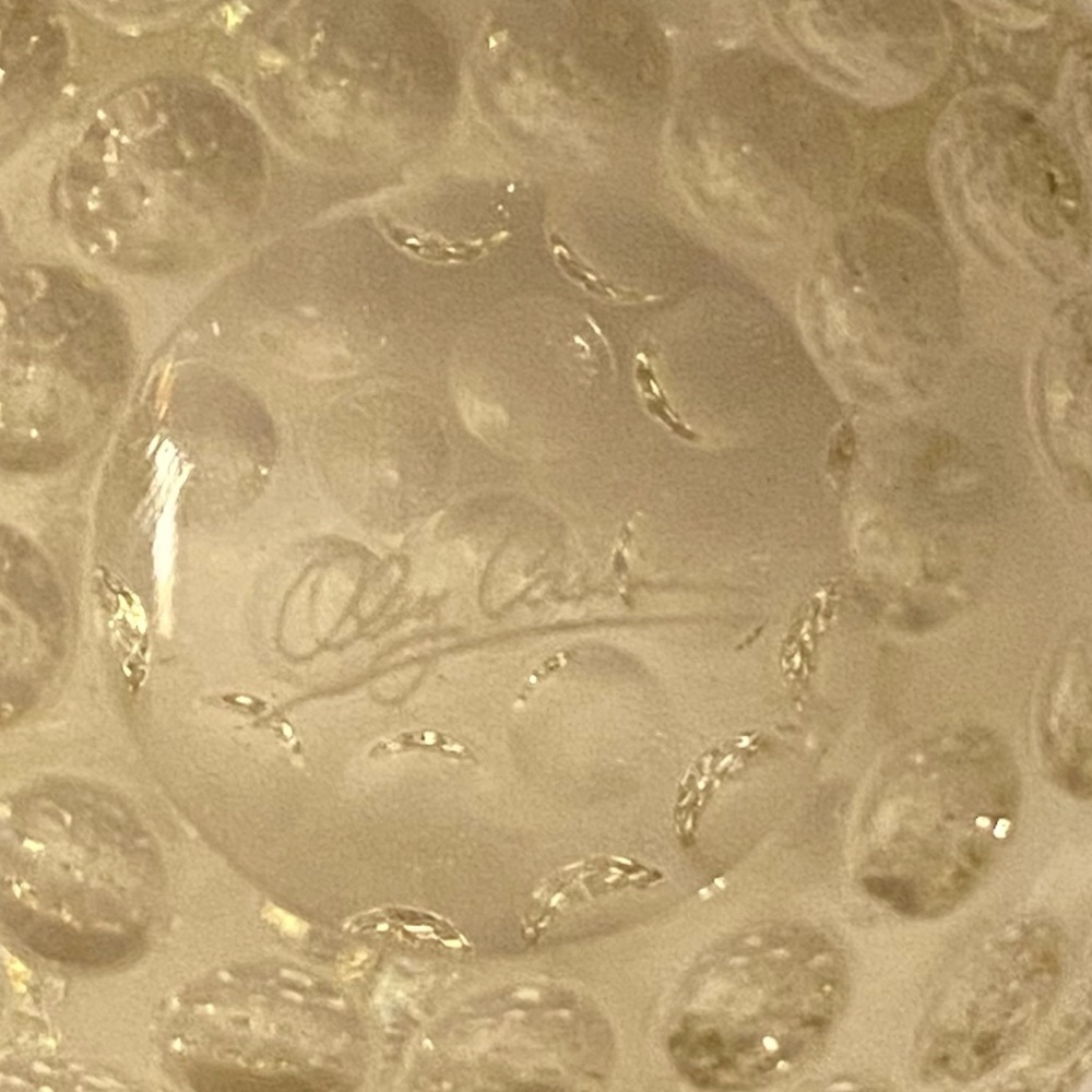 OLEG CASSINI CRYSTAL GOLF PAPER WEIGHT CLEAR GOLF BALL, - Picture 4 of 5